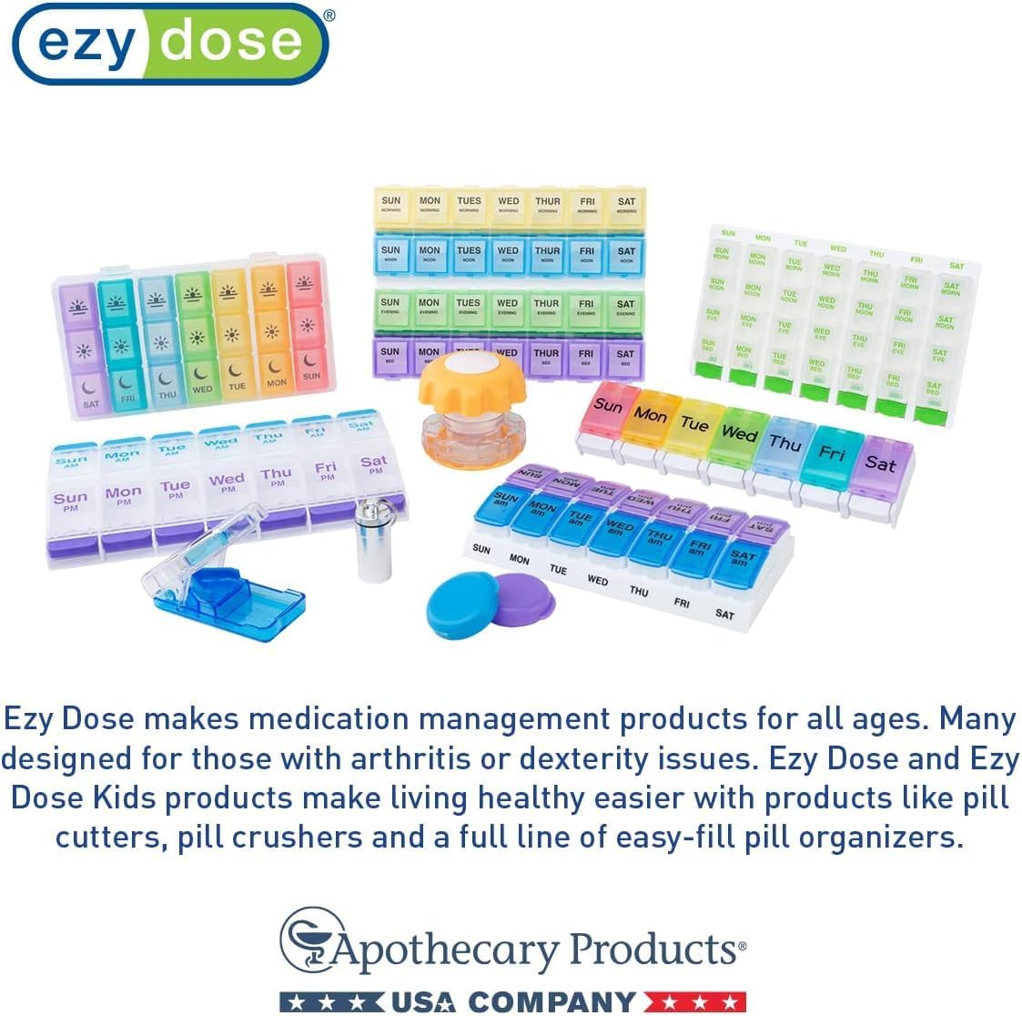 EZY DOSE Push Button (7-Day) Pill Case, Medicine Planner, Daily Vitamin Organizer, 2 Times a Day AM/PM, X-Large Compartments, Arthritis Friendly, Easy to use, Clear Lids, Purple and Blue, BPA Free - Image 8
